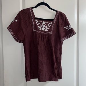 Madewell Embroidered Alma Peasant Top
